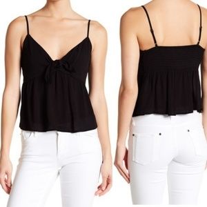 Elodie Creped Front Tie Smocked Top Size XL